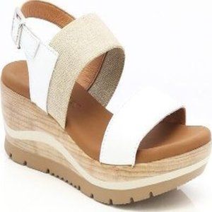 PAULA URBAN SPAIN sandals slingback Sz 37 EU - 7 US LEATHER wedge STUNNING GEM !